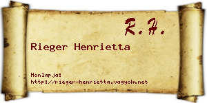 Rieger Henrietta névjegykártya